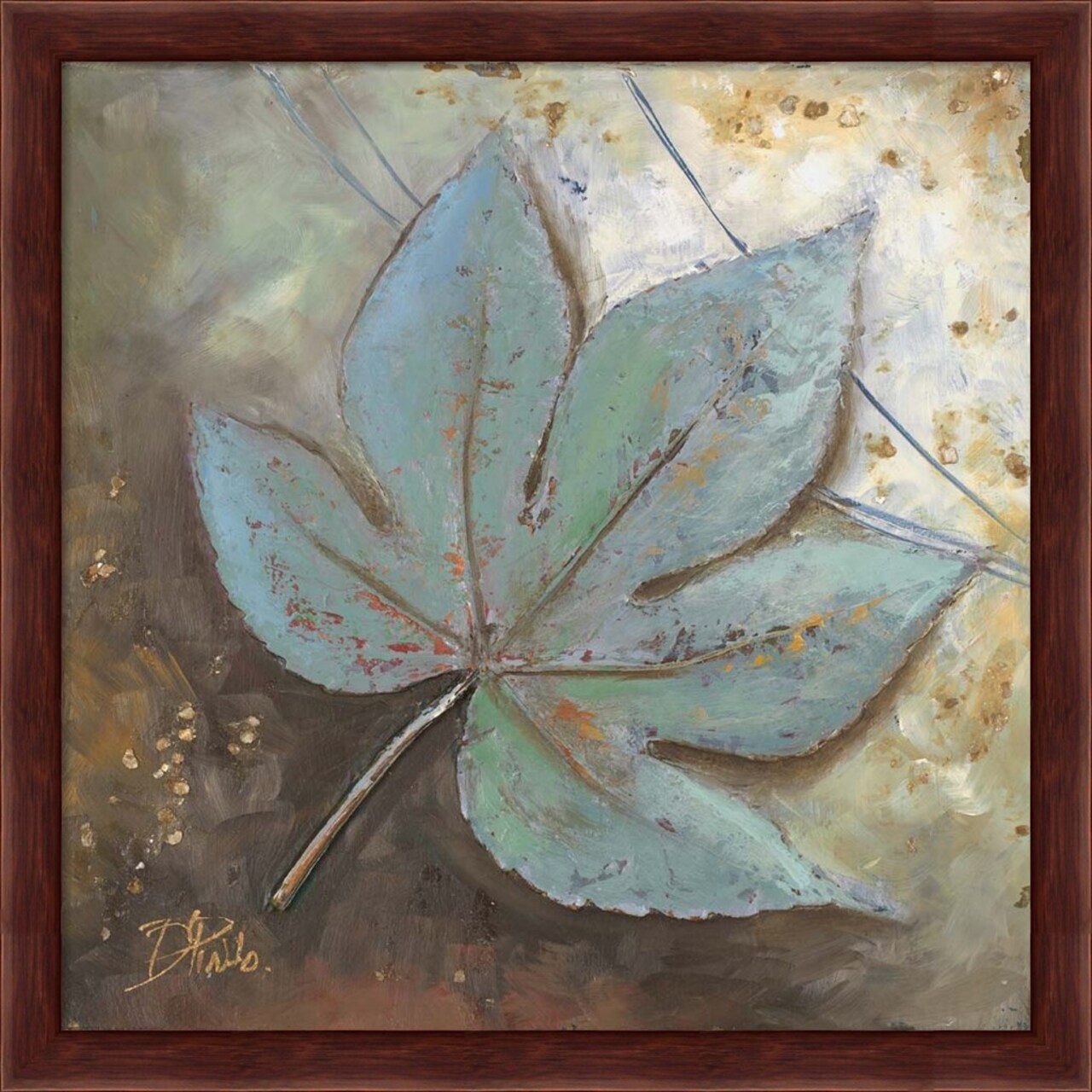 Turquoise Leaf II by Patricia Pinto 13" x 13" Framed Wall Art